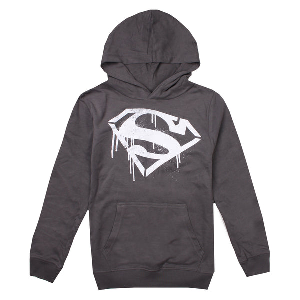 DC Comics Boys - Superman Stencil - Pullover Hood - Anthracite - CLEARANCE