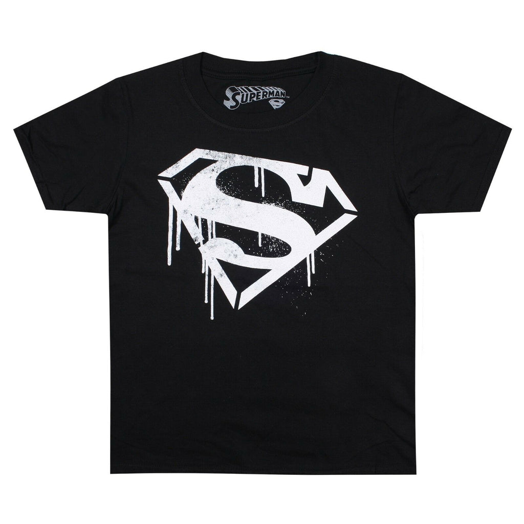 DC Comics Boys - Superman Stencil - T-shirt - Black