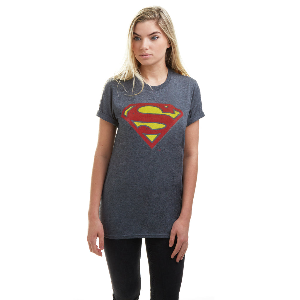DC Comics Ladies - Superman Distressed - T-Shirt - Dark Heather