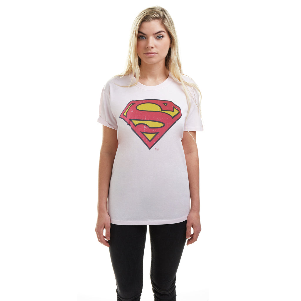 DC Comics Ladies - Superman Distressed - T-Shirt - Light Pink