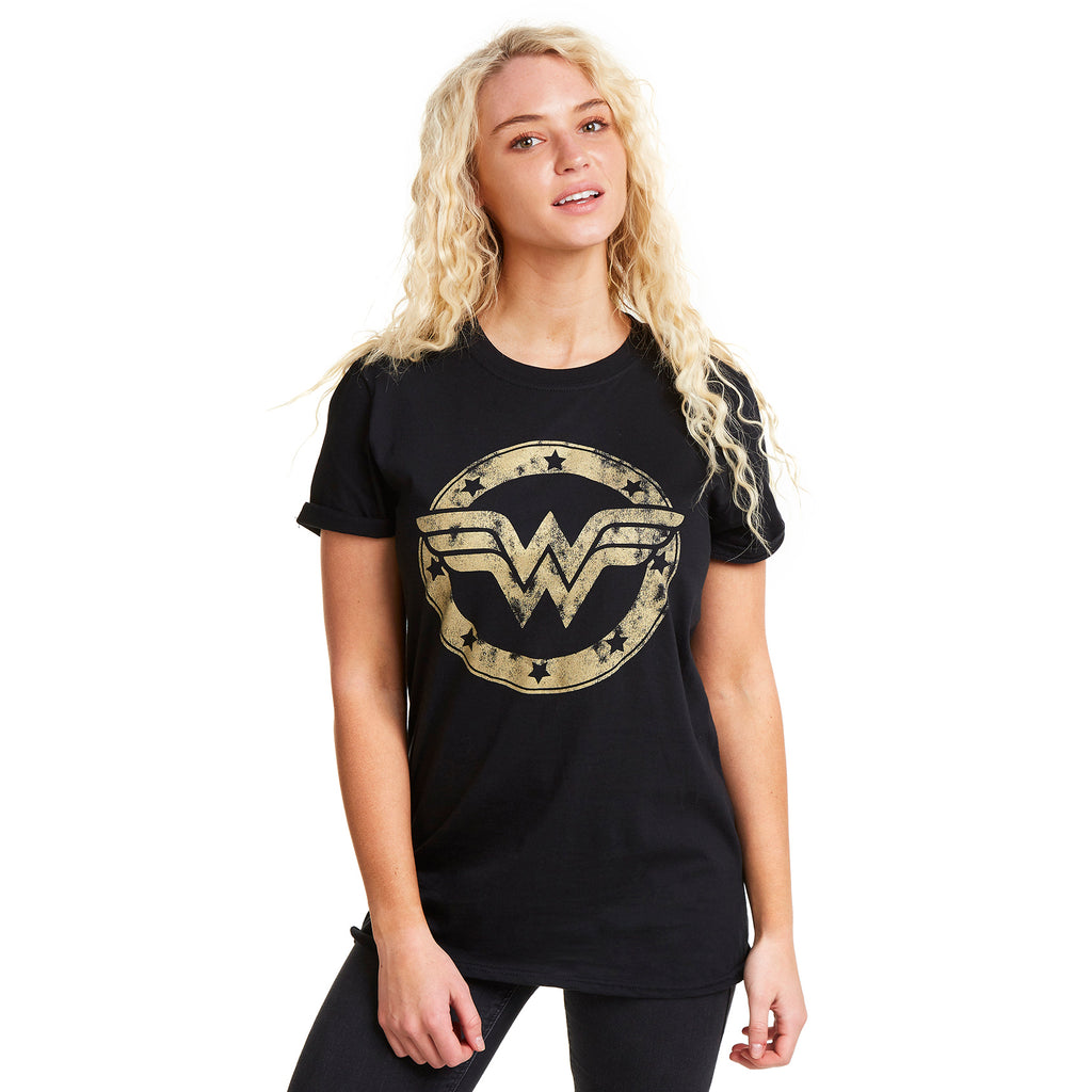 DC Comics Ladies - Wonder Woman Metallic Logo - T-shirt - Black