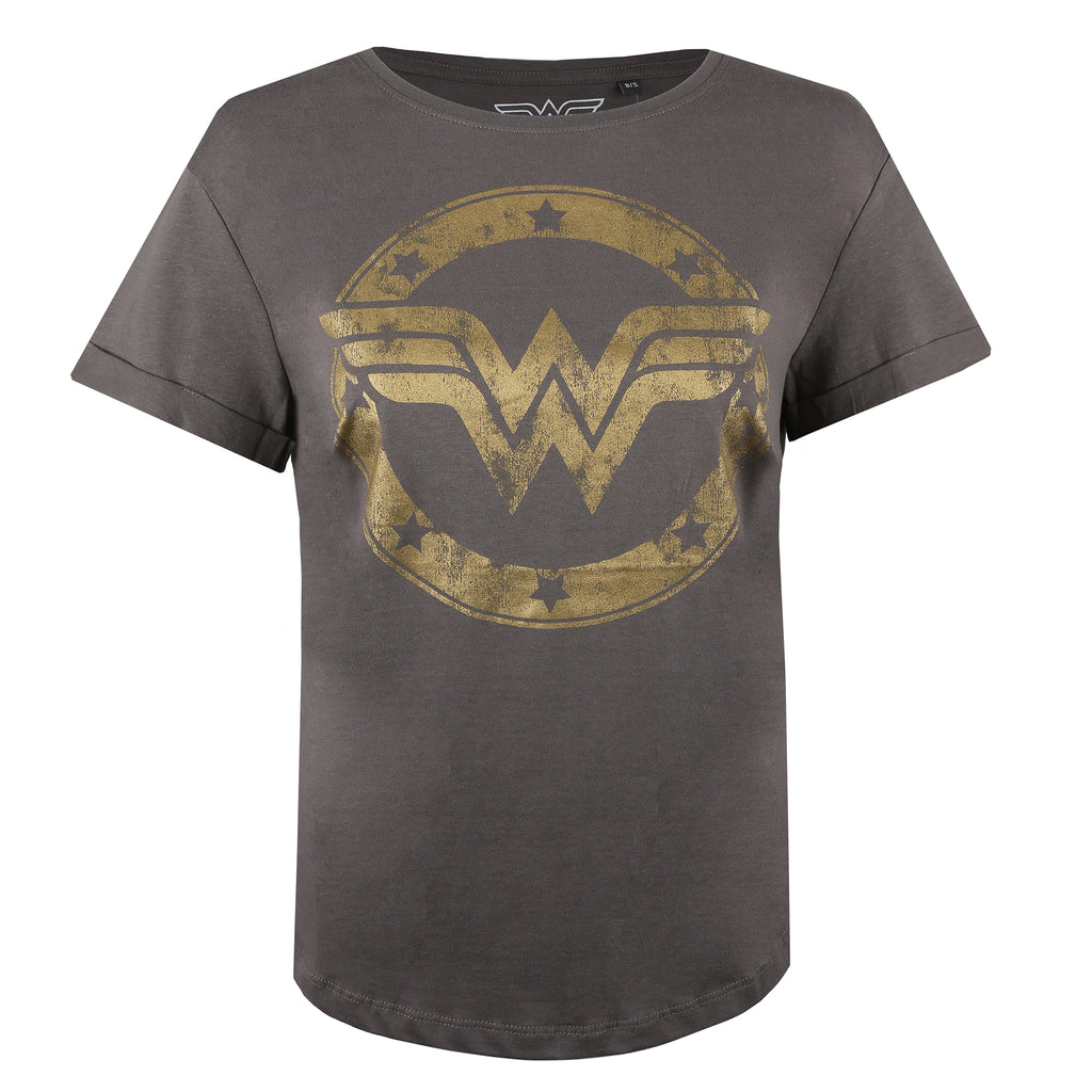DC Comics Ladies - WW Metallic Logo - T-shirt - Charcoal