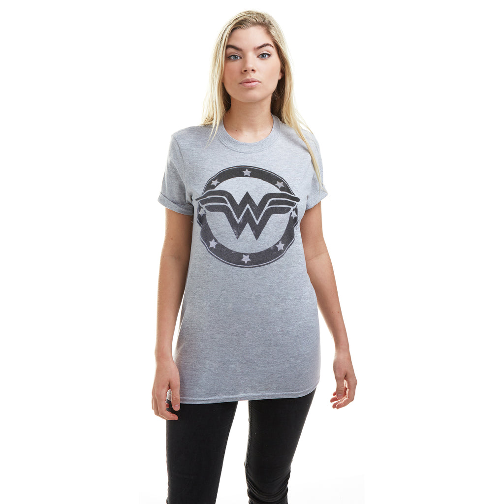 DC Comics Ladies - Wonder Woman Metallic Logo - T-Shirt - Sport Grey