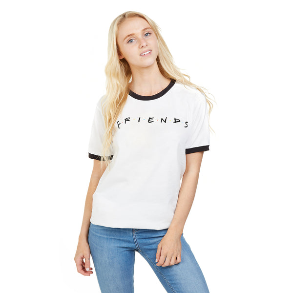 Friends Ladies - Titles - Ringer T-shirt - White/ Black