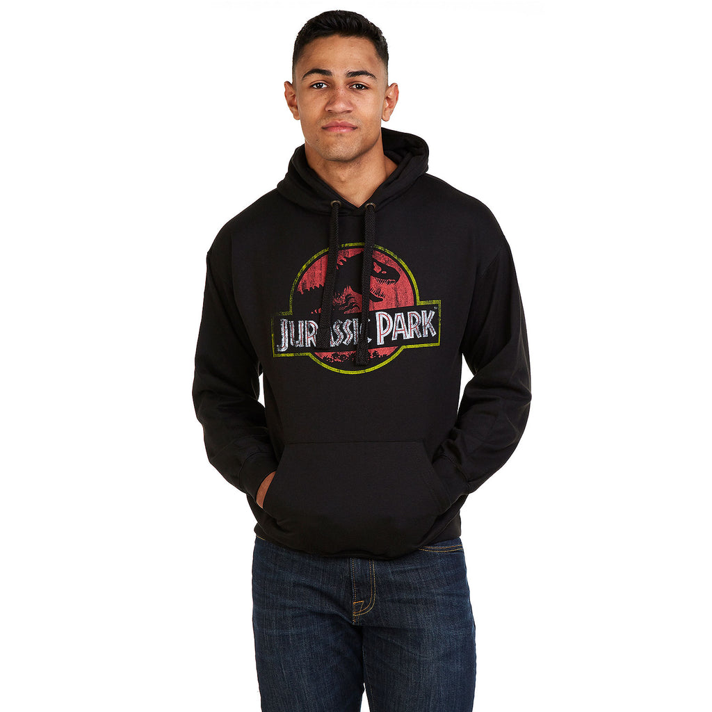 Jurassic Park Mens - Logo - Pullover Hood - Black