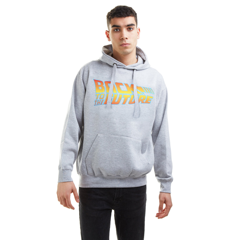 Back To The Future Mens - Logo - Pullover Hood - Grey