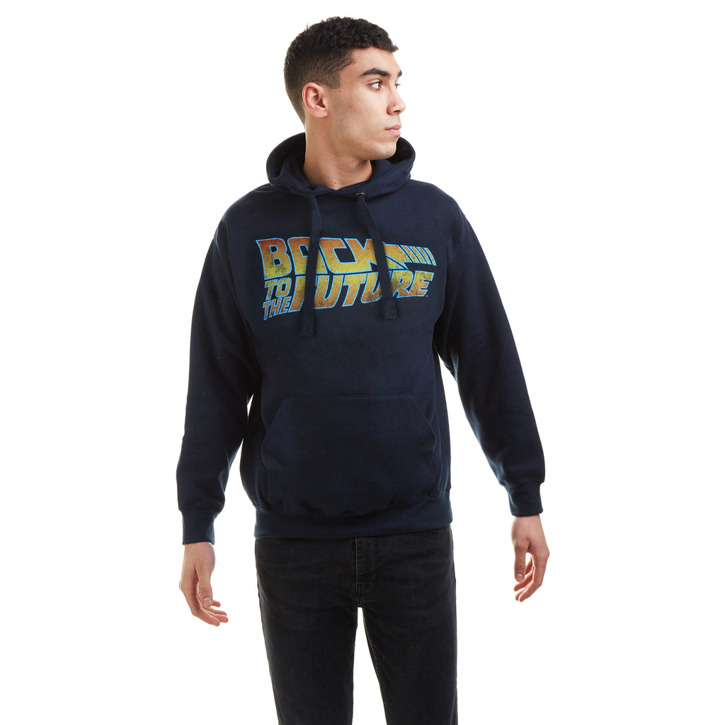 Back To The Future Mens - Logo - Pullover Hood - Navy