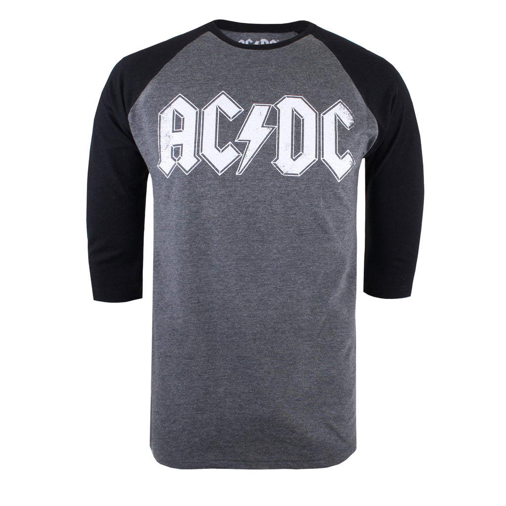 AC/DC Mens - Logo Raglan - Long Sleeve T-Shirt - Grey / Black