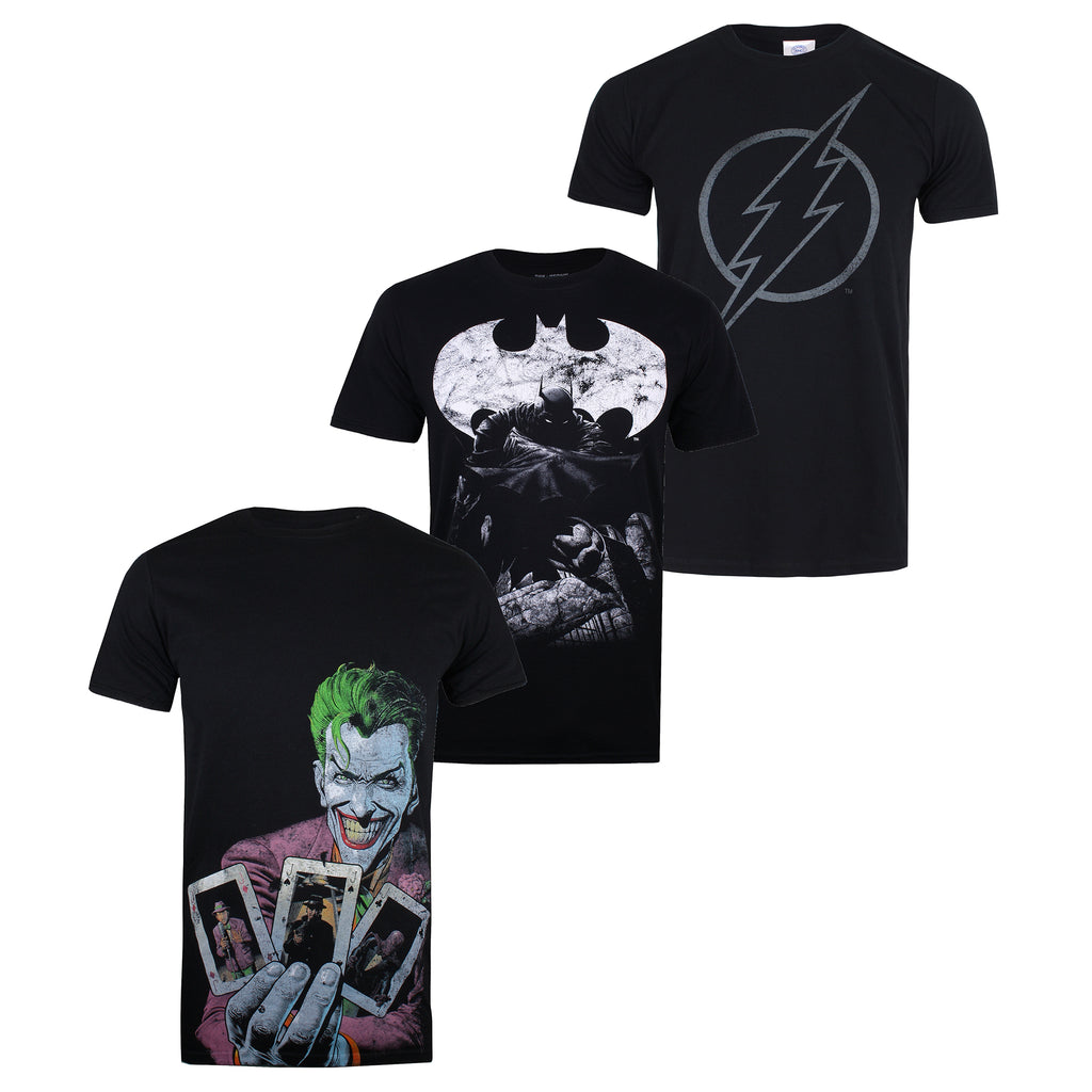 DC Comics Mens - Mixed Hero - T-shirt Pack - Black