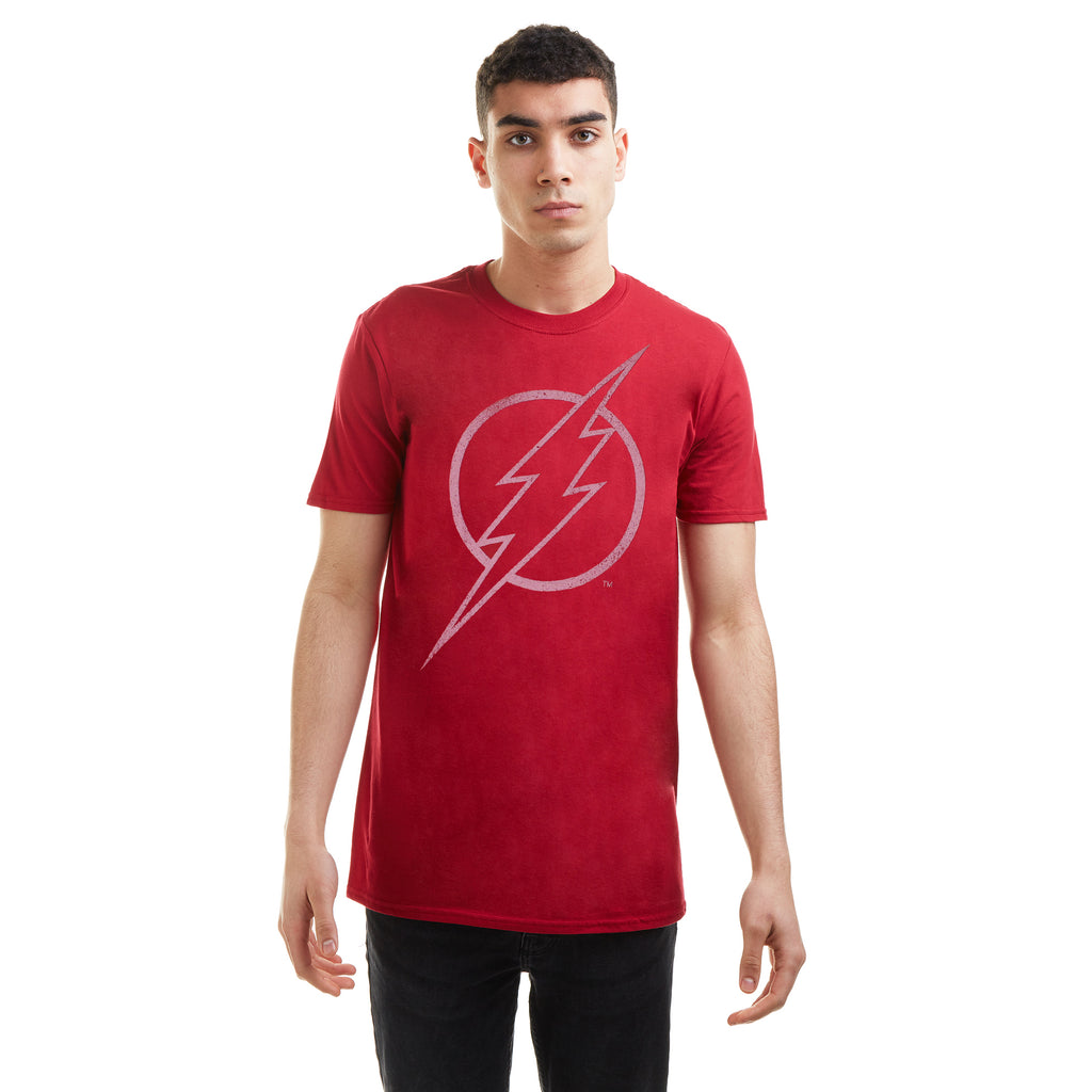 DC Comics Mens - Flash Line Logo - T-Shirt - Cardinal Red