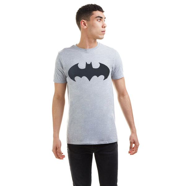 DC Comics Mens - Mono Batman - T-shirt - Grey Marl - CLEARANCE