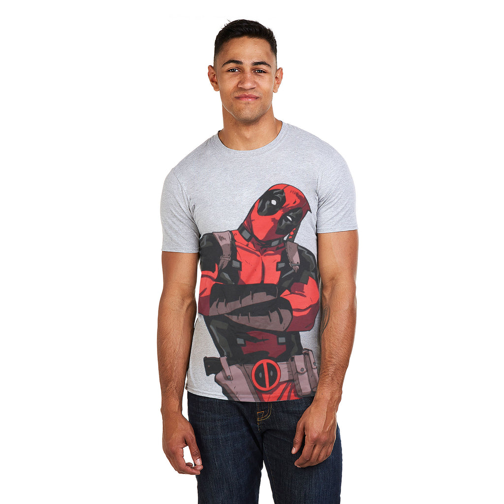 Marvel Mens - Deadpool Talking - T-Shirt - Grey Marl