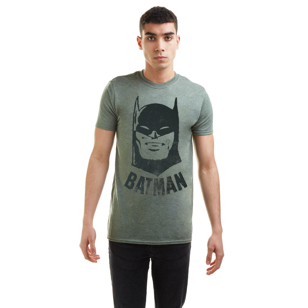DC Comics Mens - Batman Vintage - T-Shirt - Heather Military