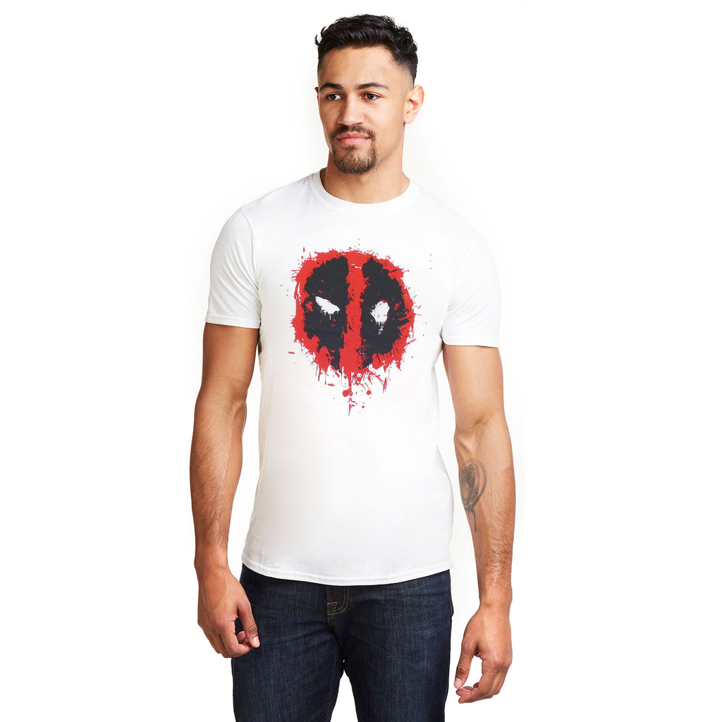 Marvel Mens - Deadpool Paint Logo - T-shirt - White