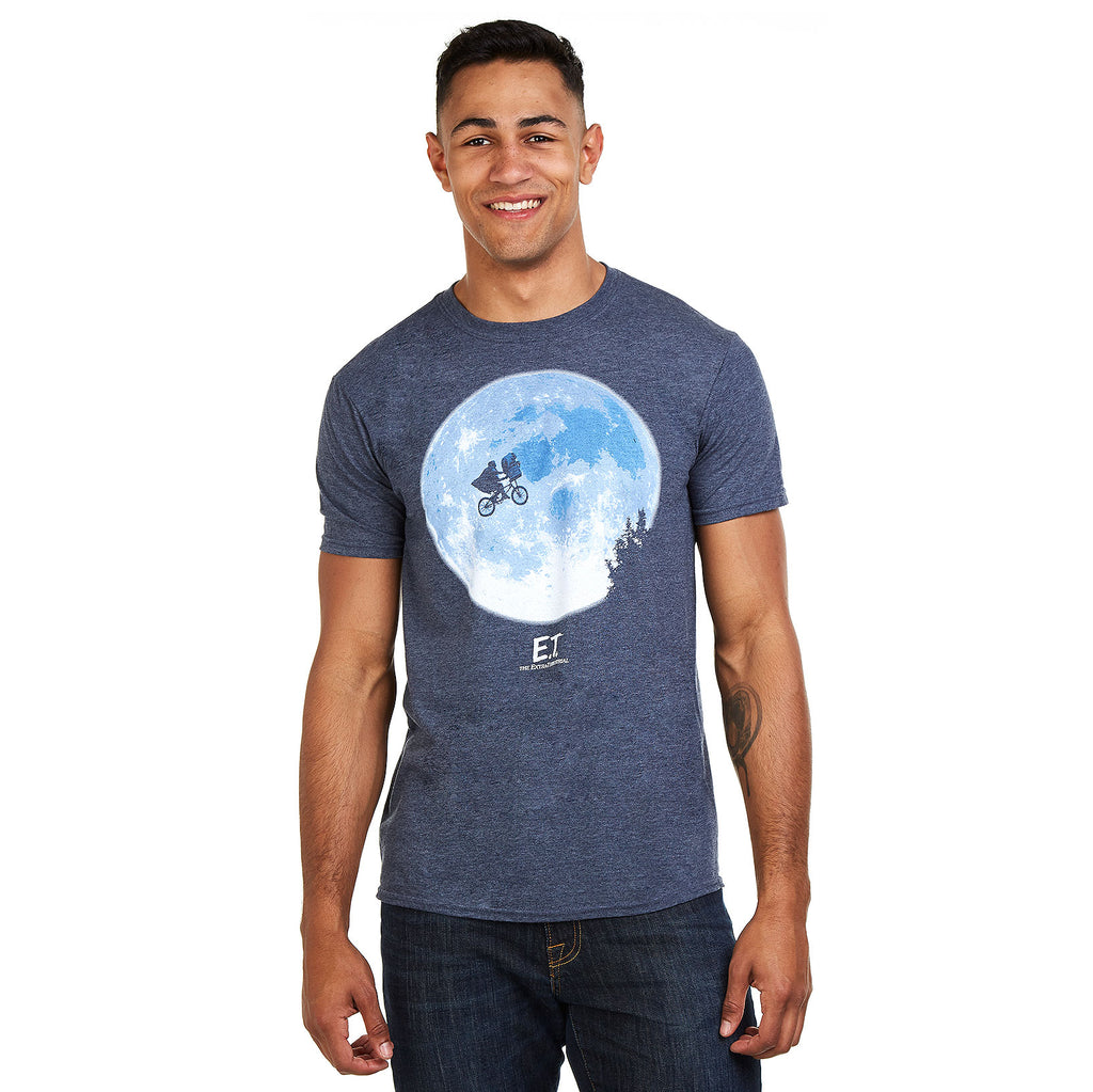 E.T Mens - Bike Moon - T-shirt - Heather Navy