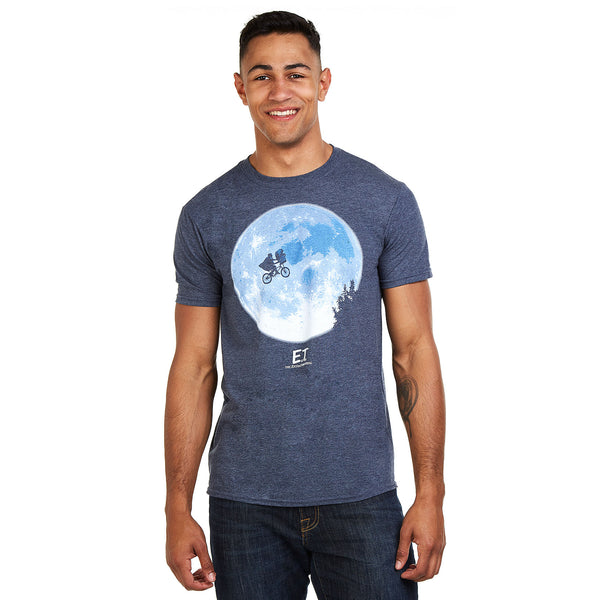 E.T Mens - Bike Moon - T-shirt - Heather Navy