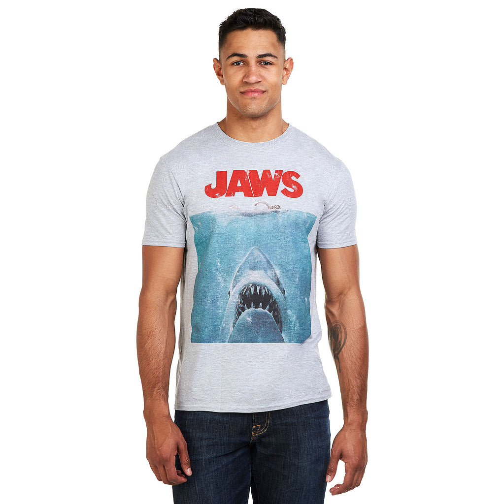 Jaws Mens - Movie Poster - T-shirt - Grey Marl