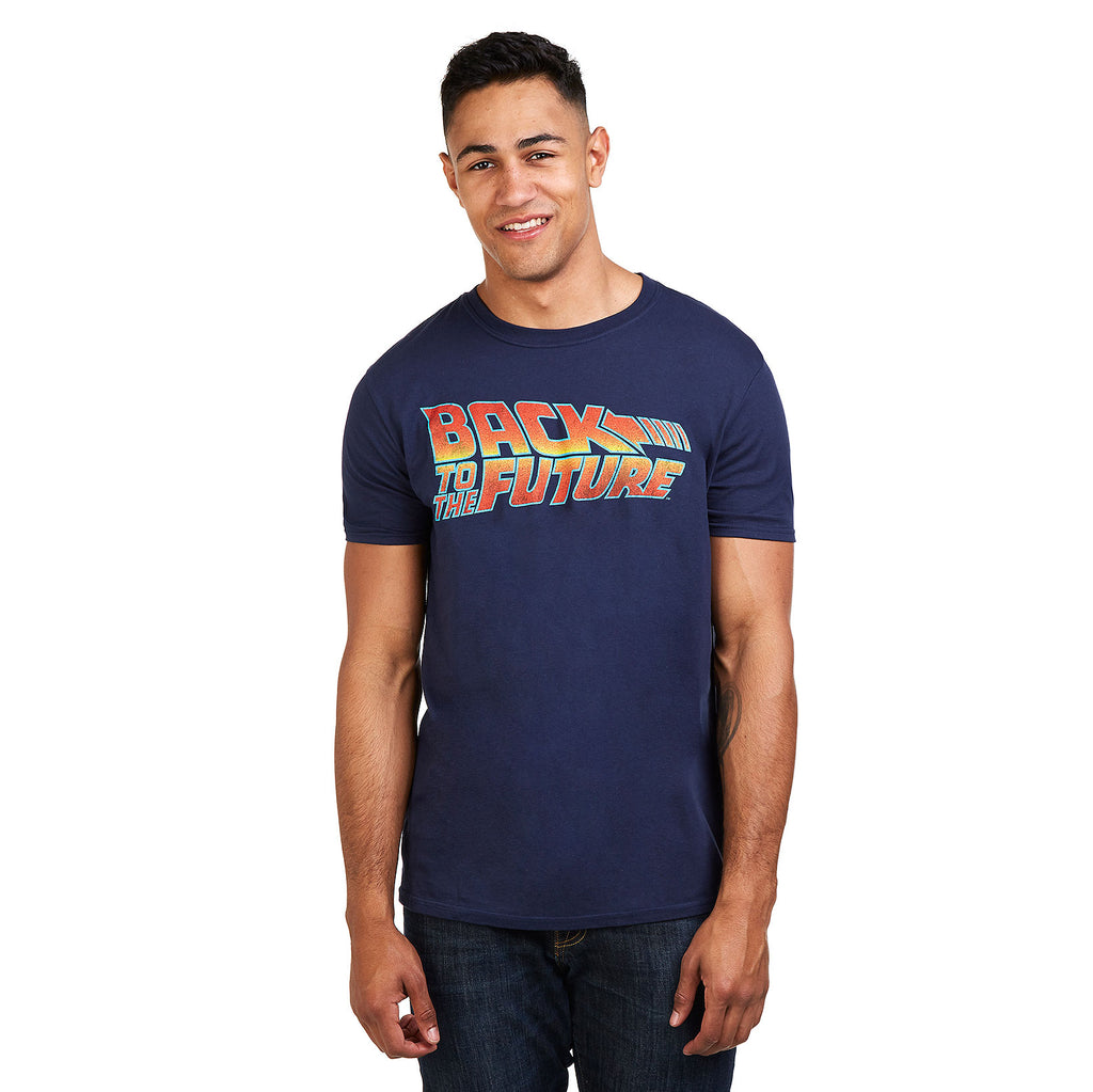 Back to the Future Mens - Logo - T-Shirt - Navy