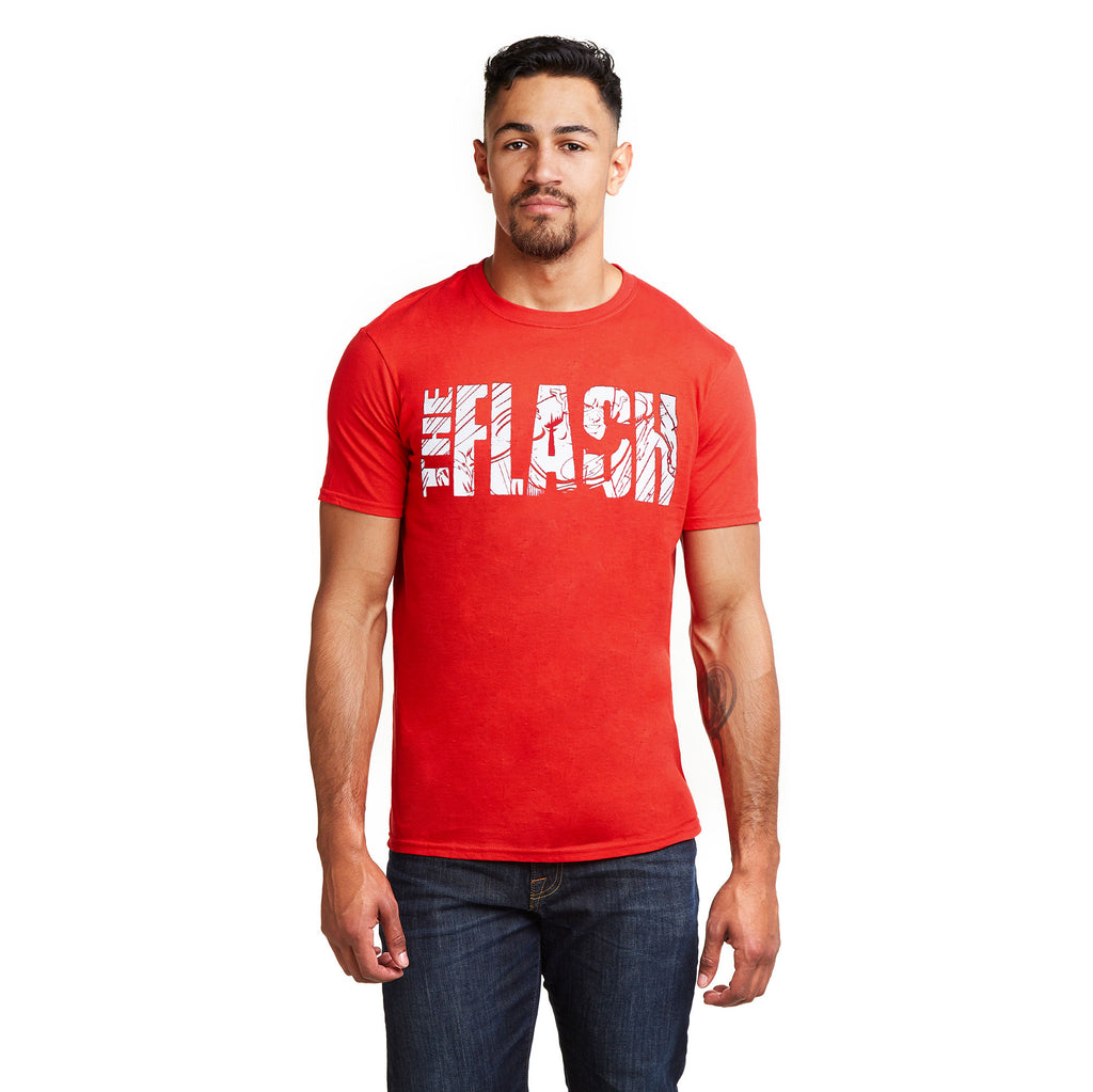 DC Comics Mens - Flash Text - T-shirt - Cherry Red