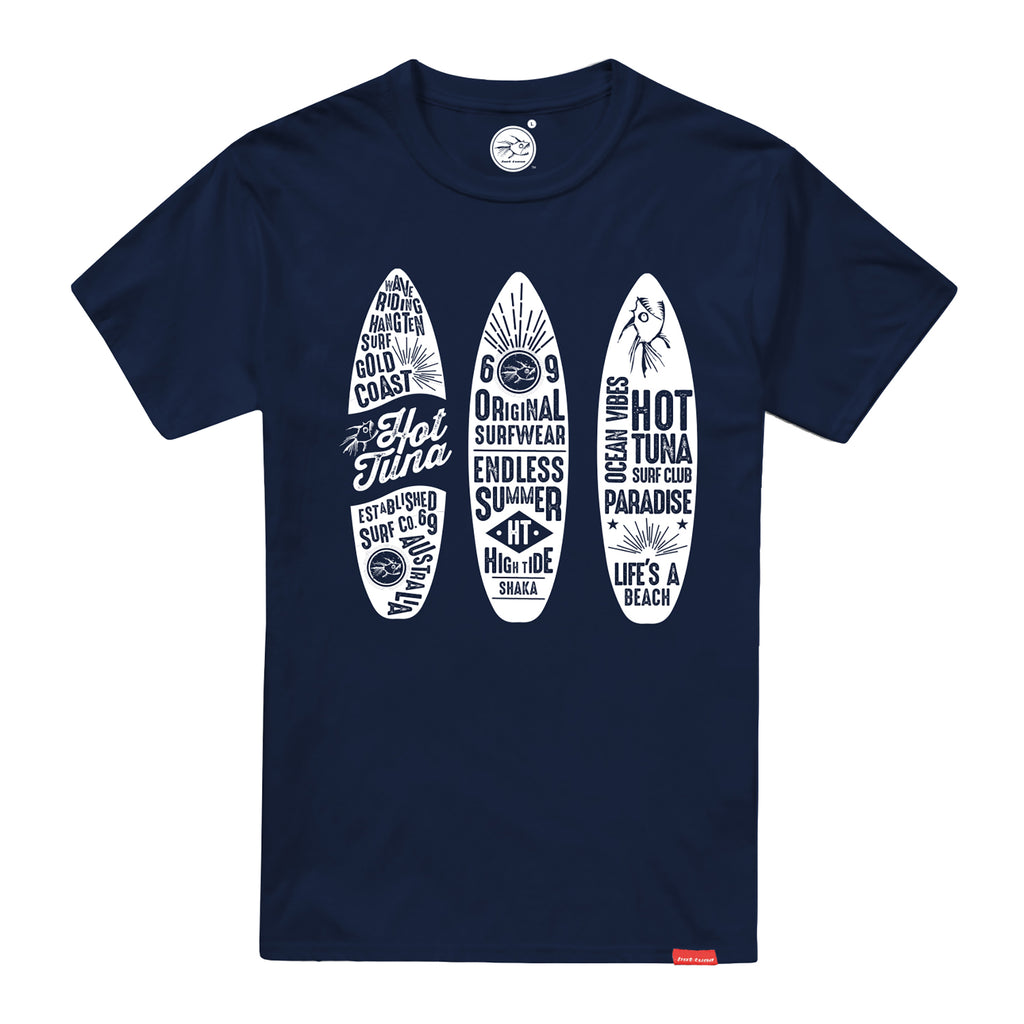 Hot Tuna Mens - Trio Surfboards - T-Shirt - Navy
