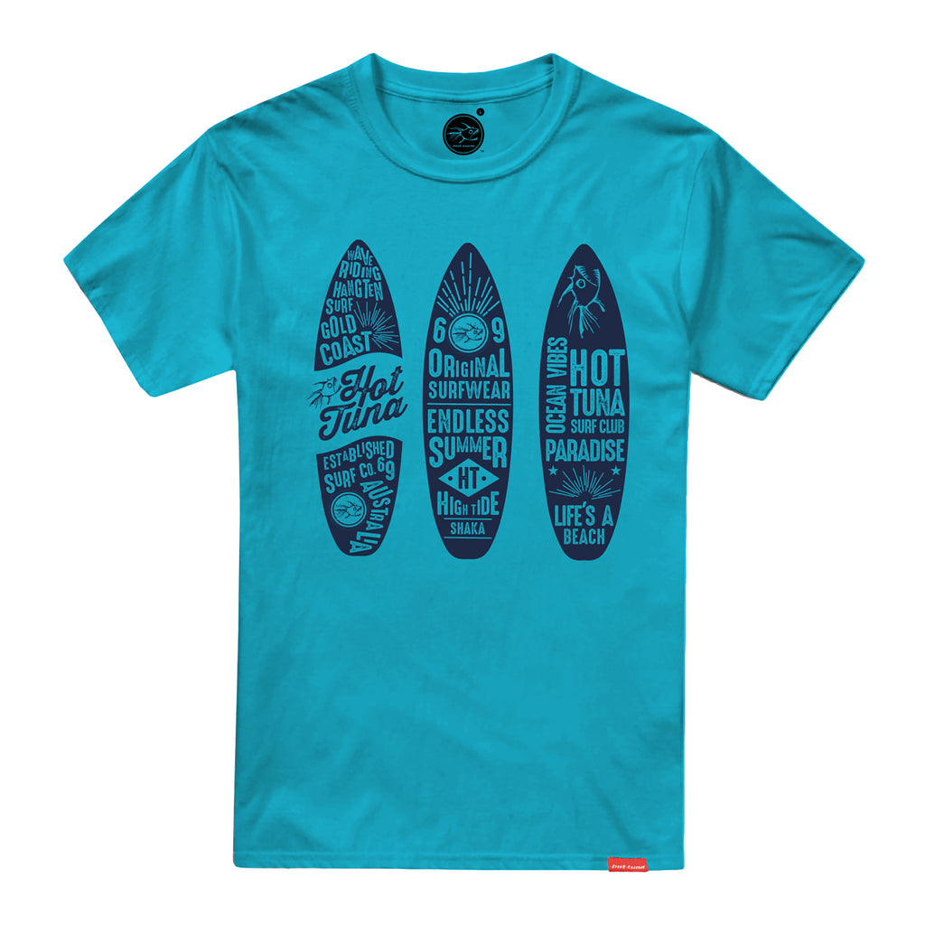 Hot Tuna Mens - Trio Surfboards - T-Shirt - Atoll Blue