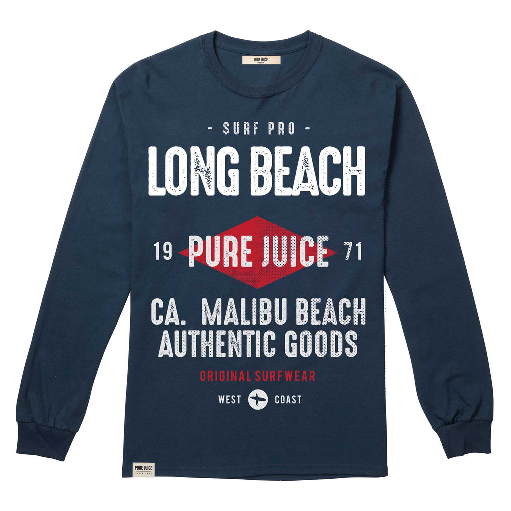 Pure Juice Mens Cali Surf Long Sleeve T-Shirt - Navy