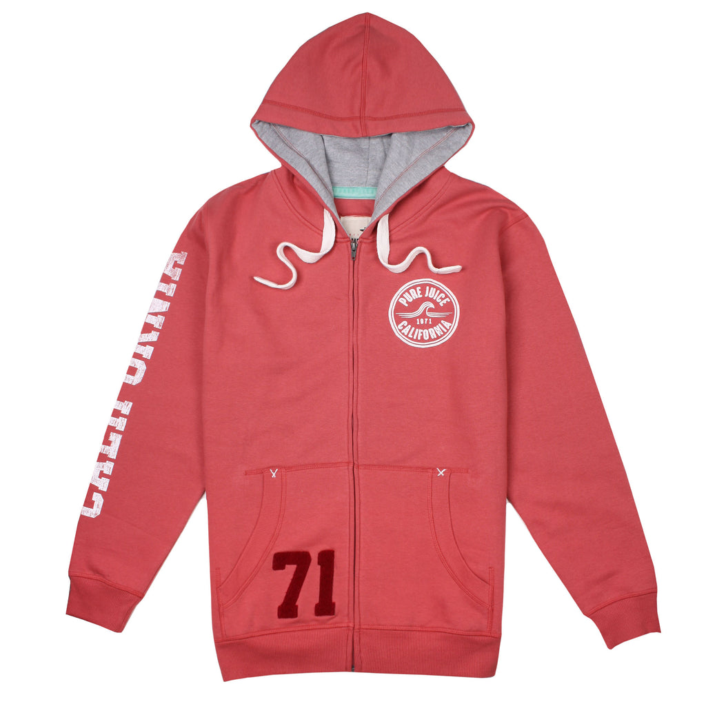 Pure Juice Mens - Cali Sleeve - Zip Hood - Antique Red