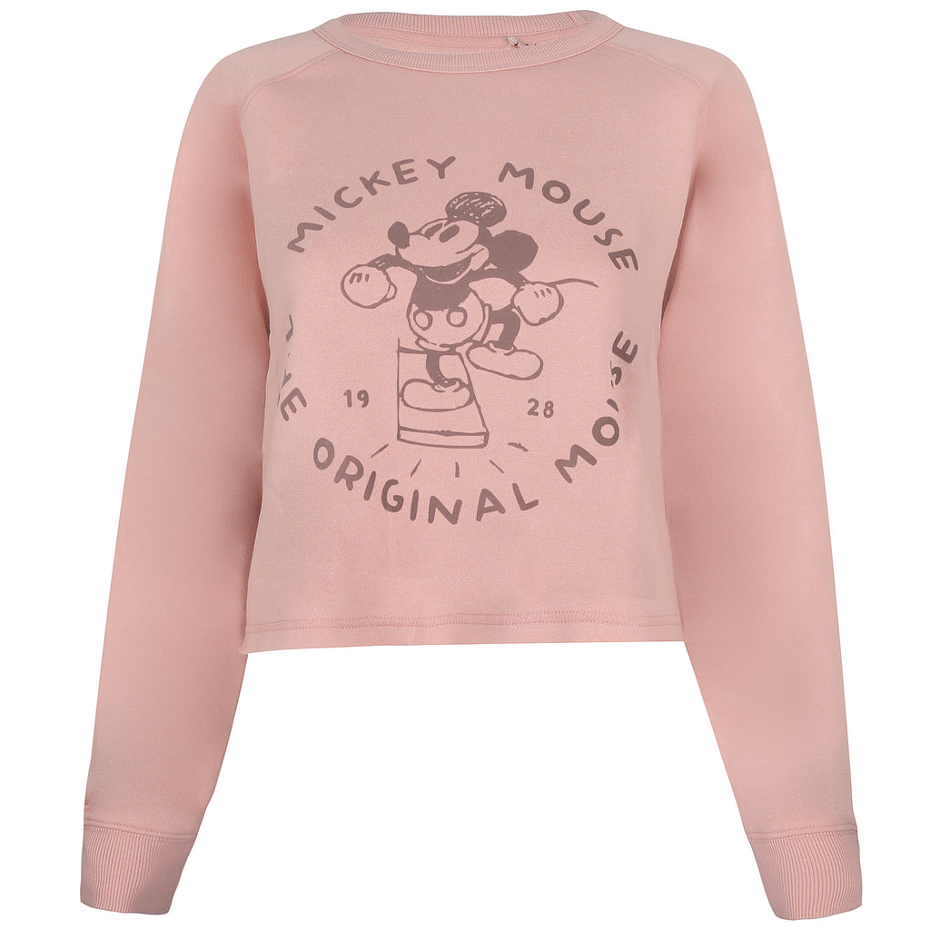 Disney Ladies - The Original Mouse - Cropped Crew Sweat - Dusky Pink