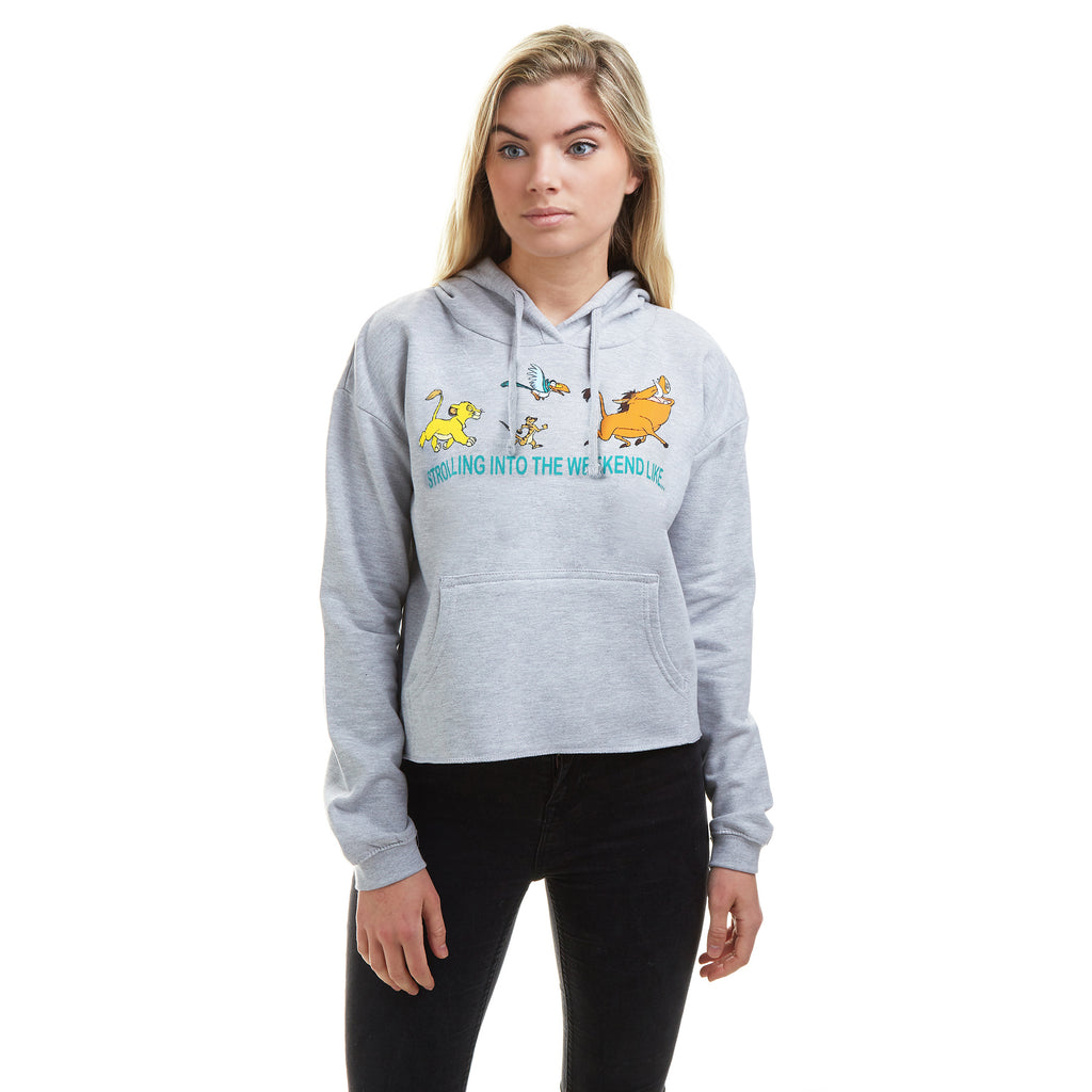 Disney Ladies - Strolling Into - Cropped Pullover Hood - Grey Heather