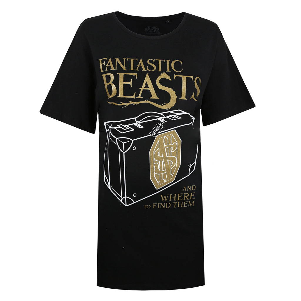 Fantastic Beasts Ladies - Suitcase - Sleep T-shirt - Black