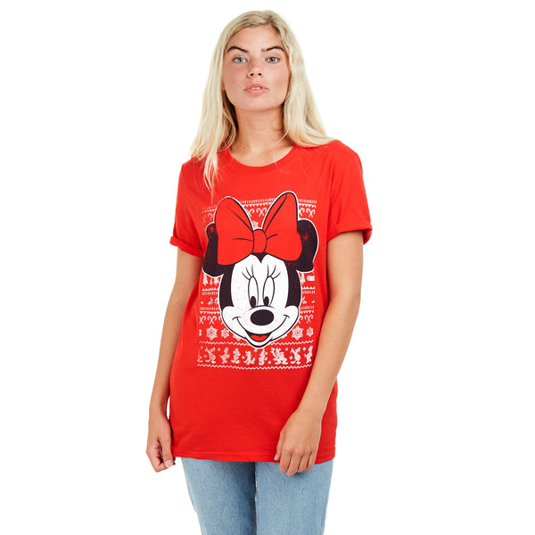 Disney Ladies - Minnie Mouse Intarsia - T-shirt - Red