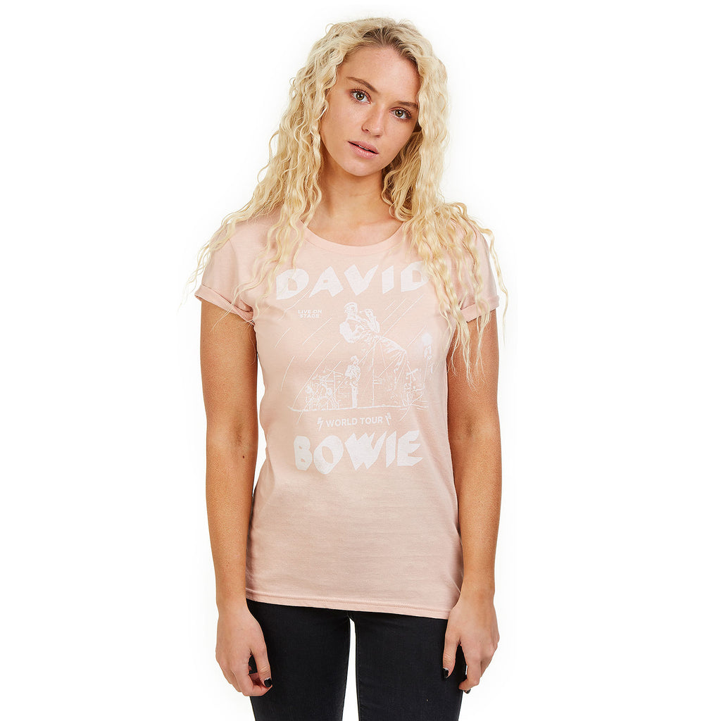 David Bowie Ladies - World Lines Tour - T-Shirt - Dusty Rose