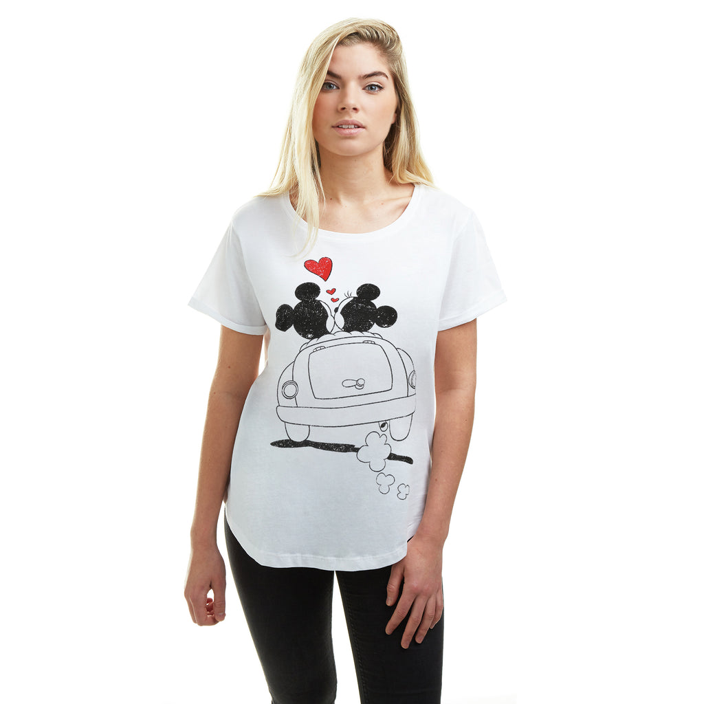 Disney Ladies - Mickey & Minnie Hearts - T-shirt - White