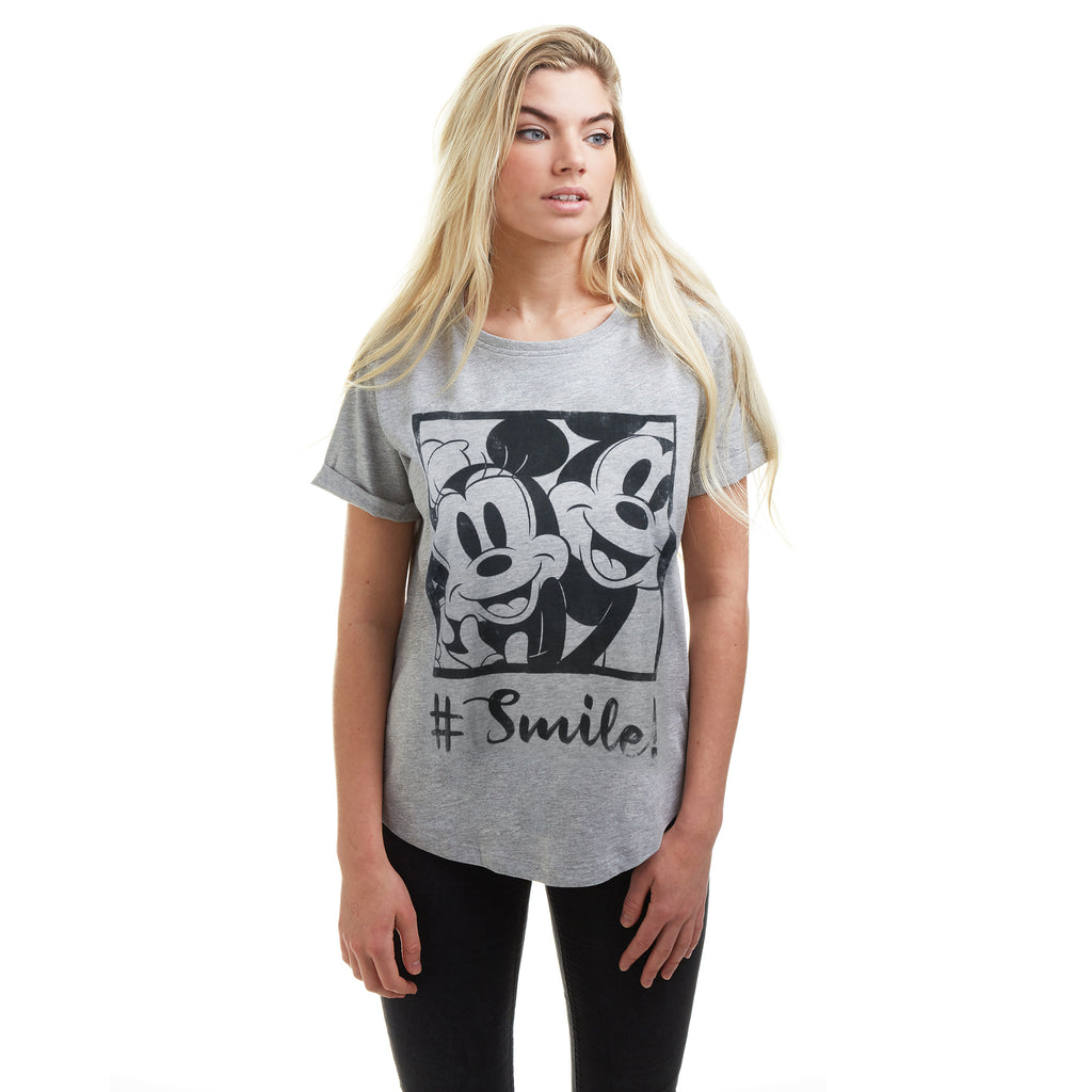 Disney Ladies - Hashtag Smile - T-shirt - Grey Heather