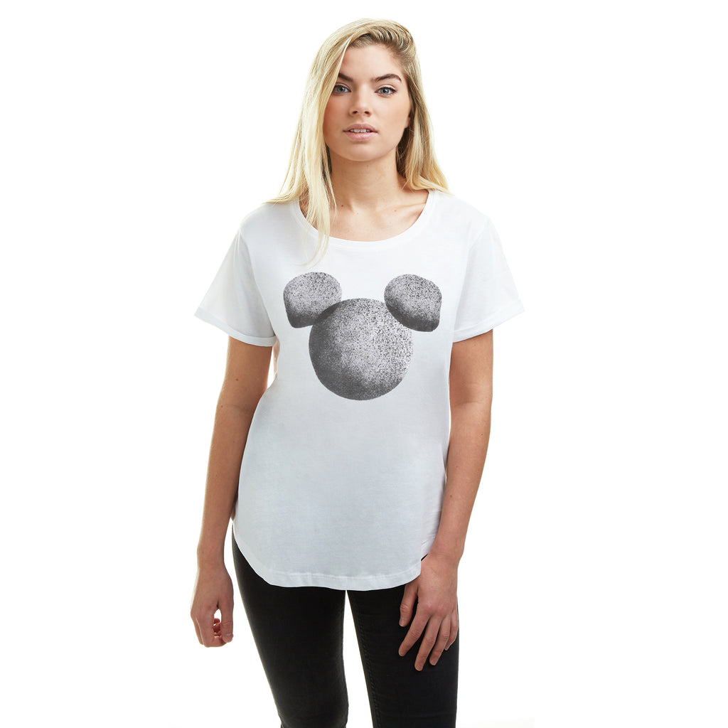 Disney Ladies - Mickey Faded Silhouette - T-shirt - White