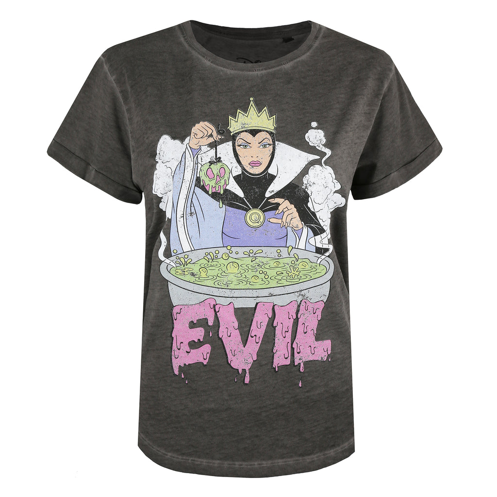 Disney Ladies - Snow White Evil - T-shirt - Vintage Wash Charcoal