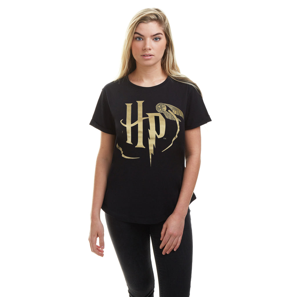 Harry Potter Ladies - HP Metallic - T-shirt - Black