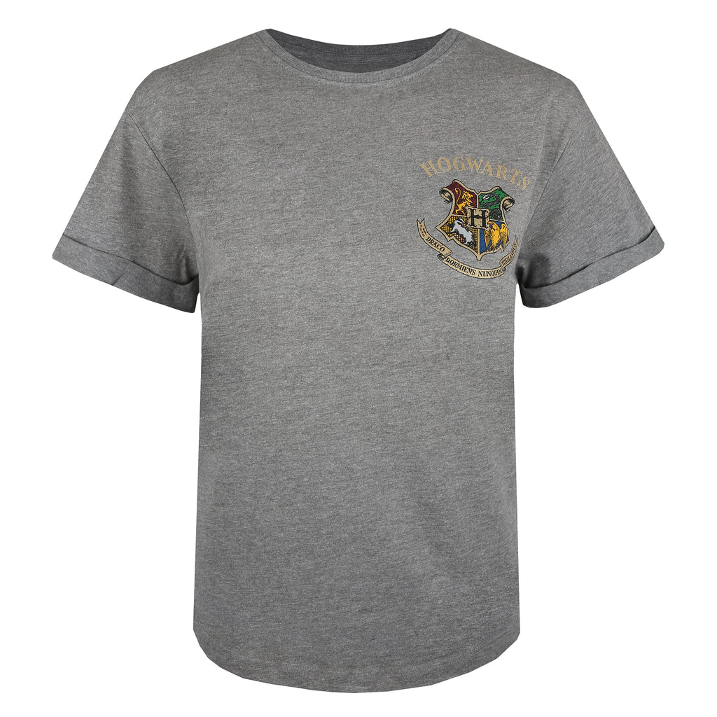 Harry Potter Ladies - Hogwarts Back Print - T-shirt - Graphite Heather