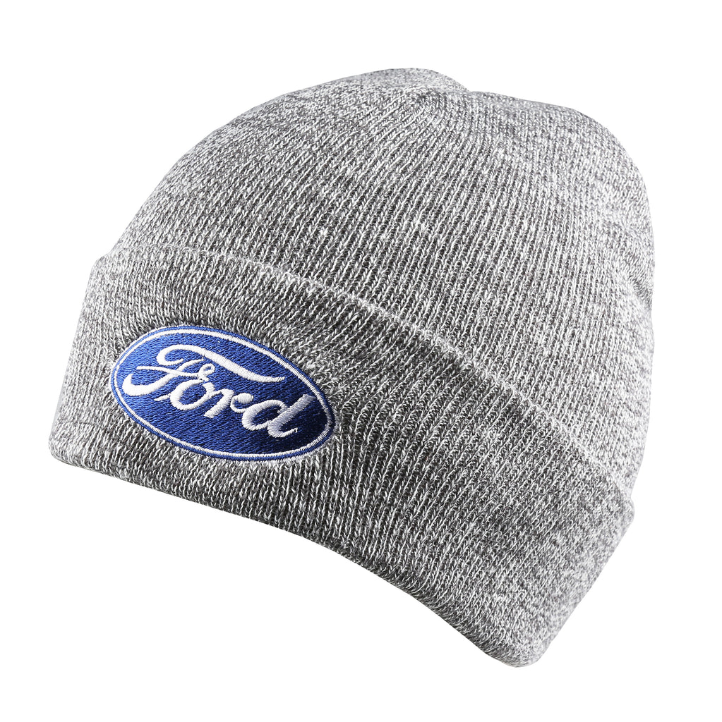 Ford Mens - Logo Icon - Beanie Hat - Grey Heather