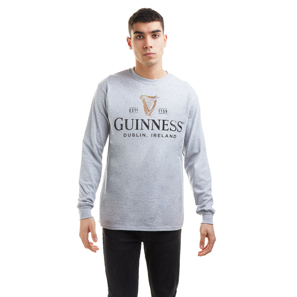Guinness Mens - Harp - Long Sleeve T-shirt - Grey Marl