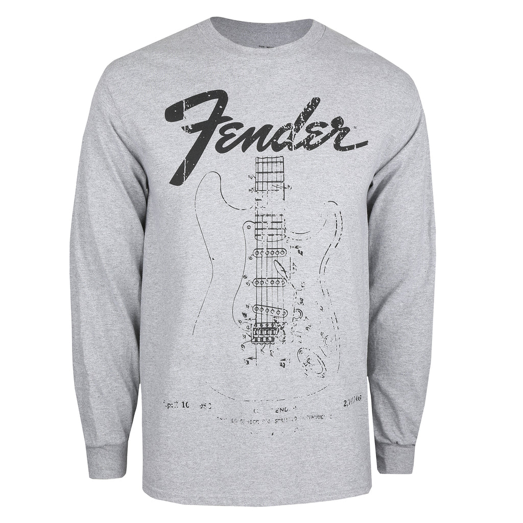 Fender Mens - Guitar - Long Sleeve T-shirt - Grey Heather