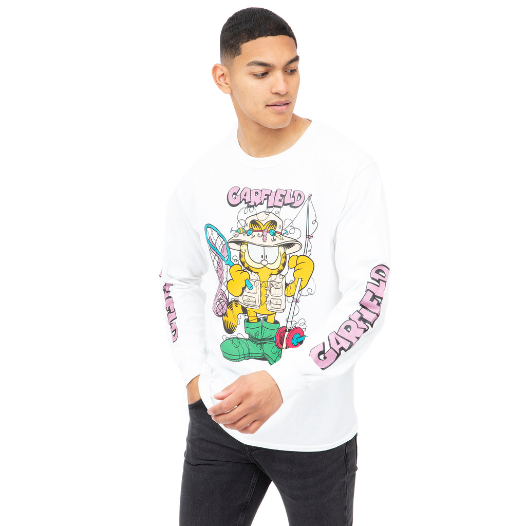 Garfield Mens - Garfield Angler - Long Sleeve T-shirt - White