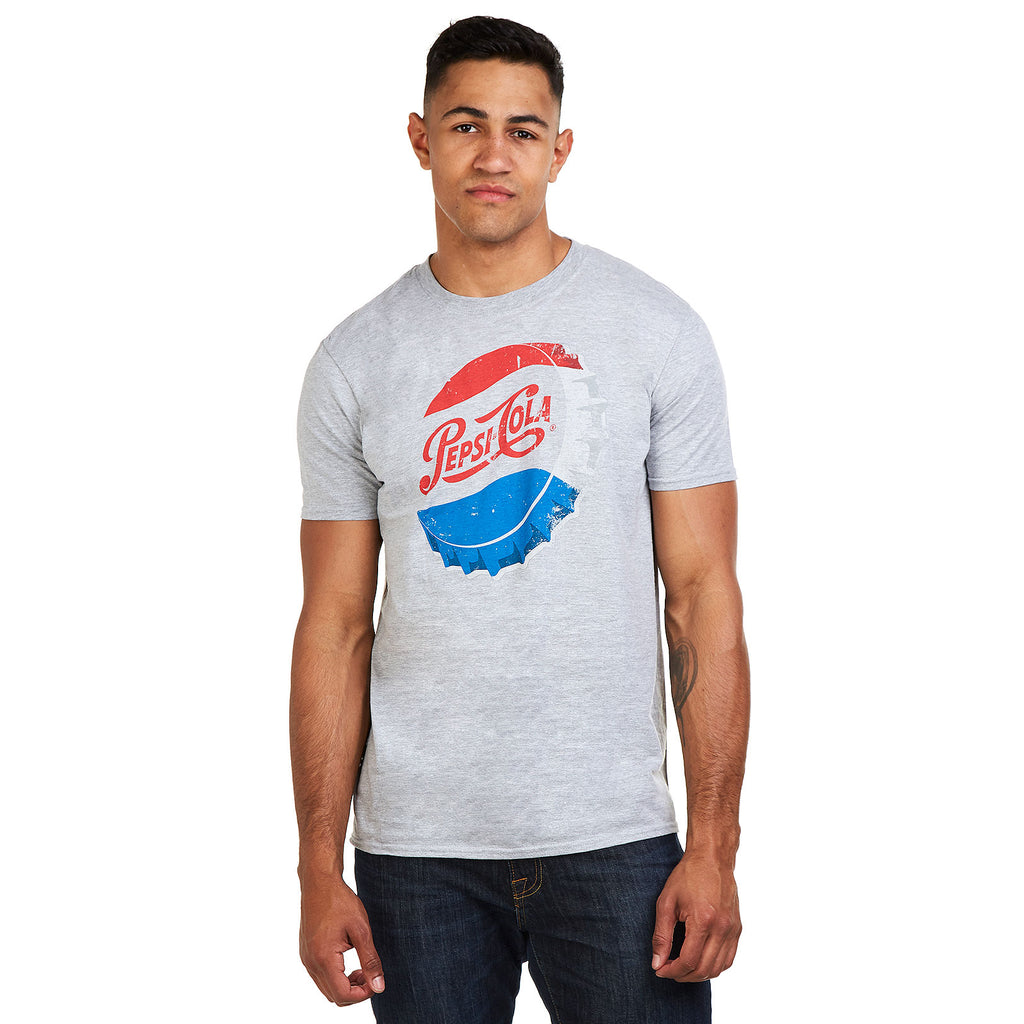 Pepsi Mens - Vintage Cap - T-Shirt - Grey Marl