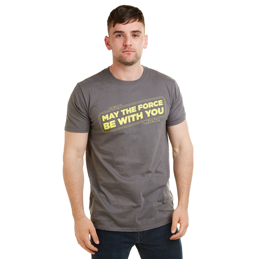 Star Wars Mens - Force Slogan - T-Shirt - Charcoal