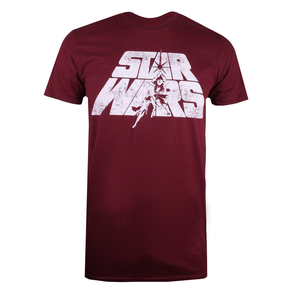 Star Wars Mens - Retro Logo - T-Shirt - Burgundy