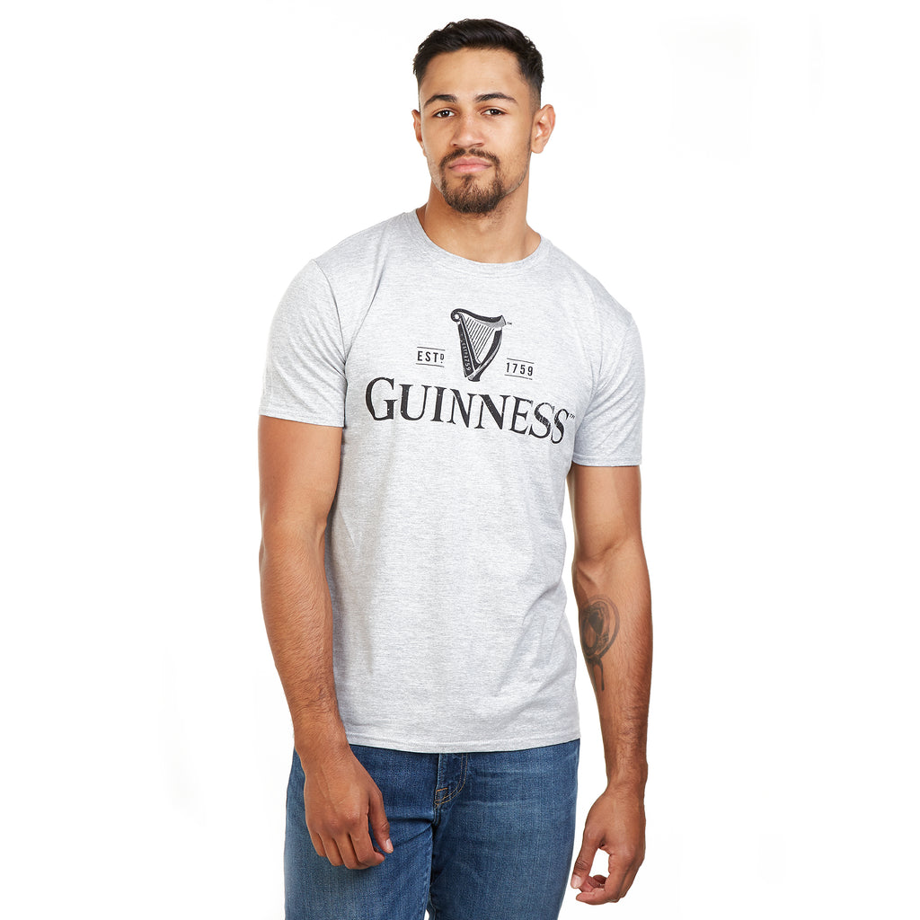 Guinness Mens - Mono Logo - T-Shirt - Sport Grey