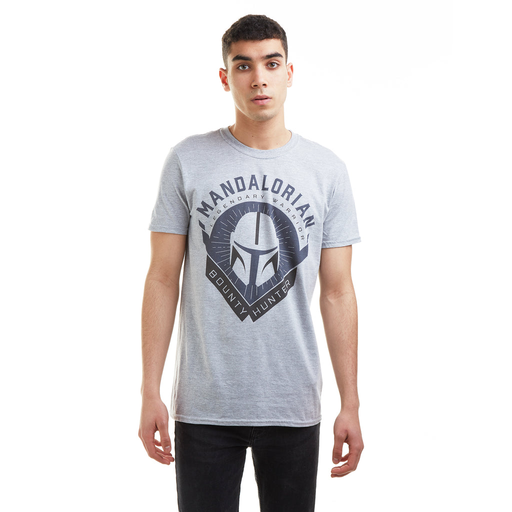 Star Wars Mandalorian Mens - Bounty Hunter - T-shirt - Grey Marl