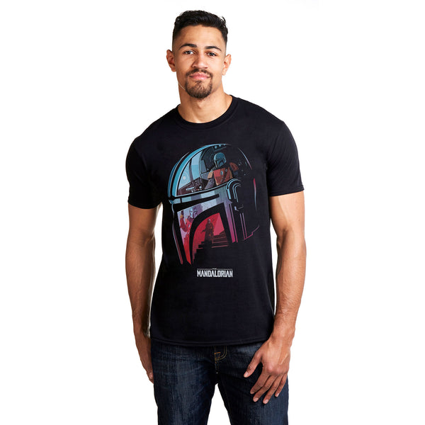 Star Wars Mandalorian Mens - Helmet - T-shirt - Black