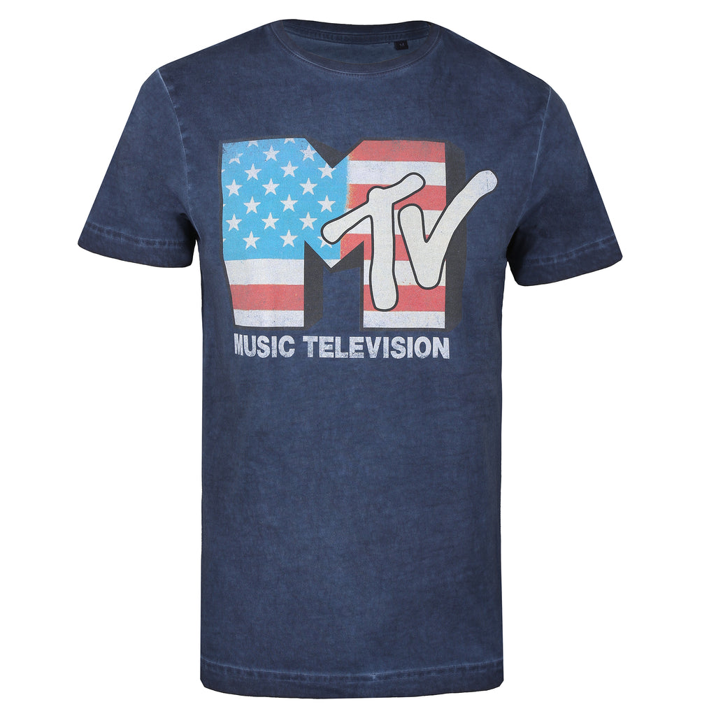 MTV Mens - Americana - Acid Wash T-shirt - Vintage Navy