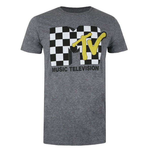 MTV Mens - Check Logo - T-shirt - Graphite Heather